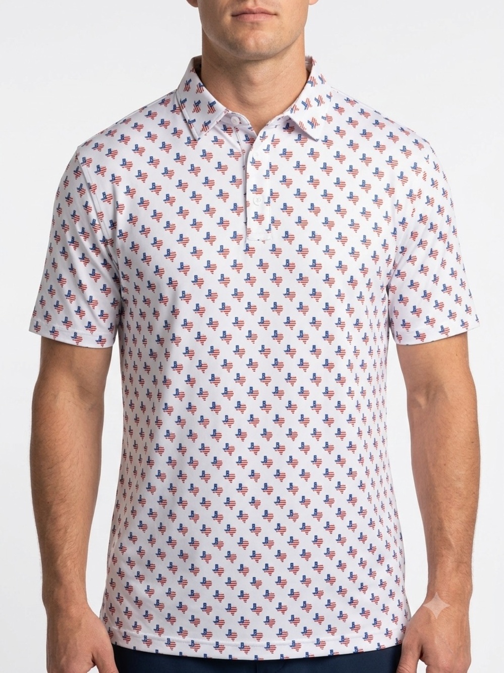 State of Mine Texas Flag Performance Polo Shirt White Patriotic Golf Men’s Large